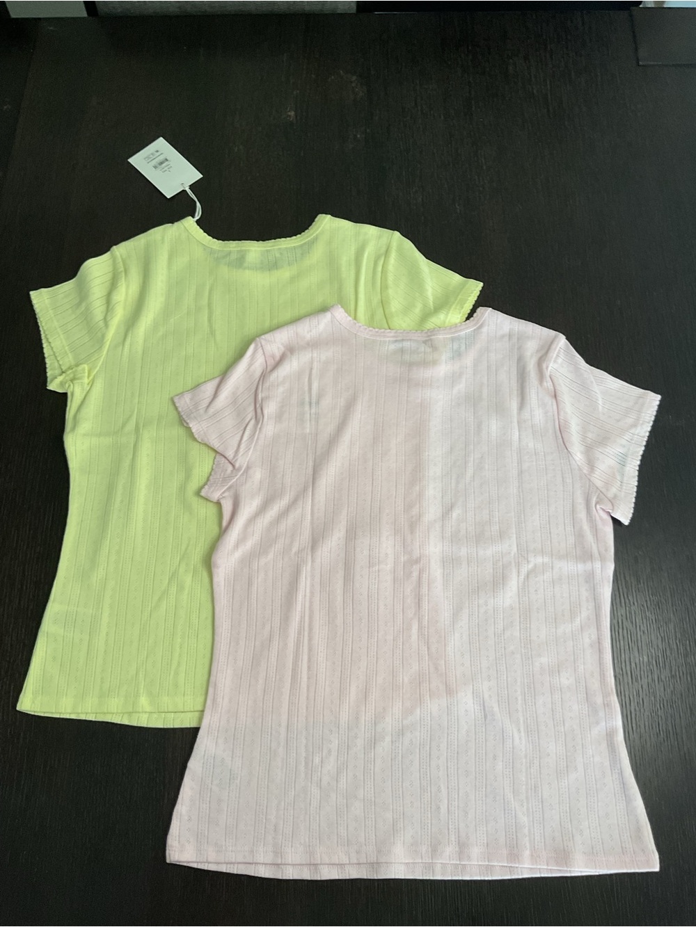 Everyday Ribbed Short Sleeve Tee in Yellow and Pink